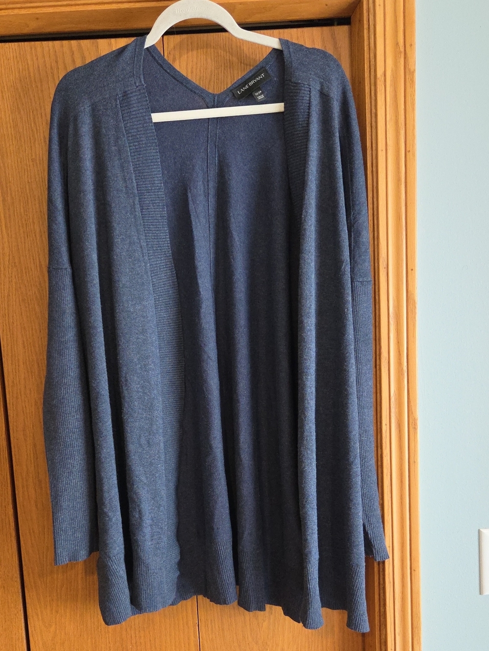 Lane Bryant Women's Blue Open-Front Long Cardigan, Size 22/24